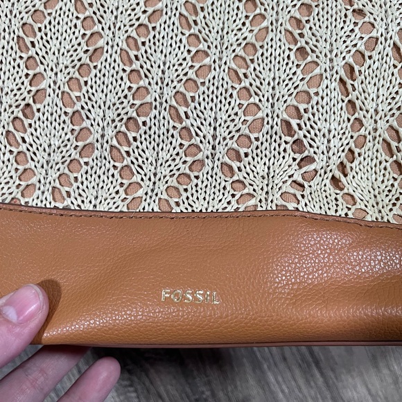 Fossil Kyler Crochet Leather Hand Shoulder Satchel Bag - Picture 4 of 7